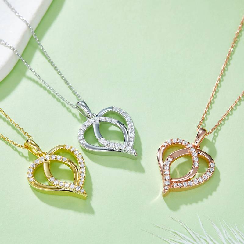 交芯爱心PendantS925银Moissanite厘石D级0.38ct